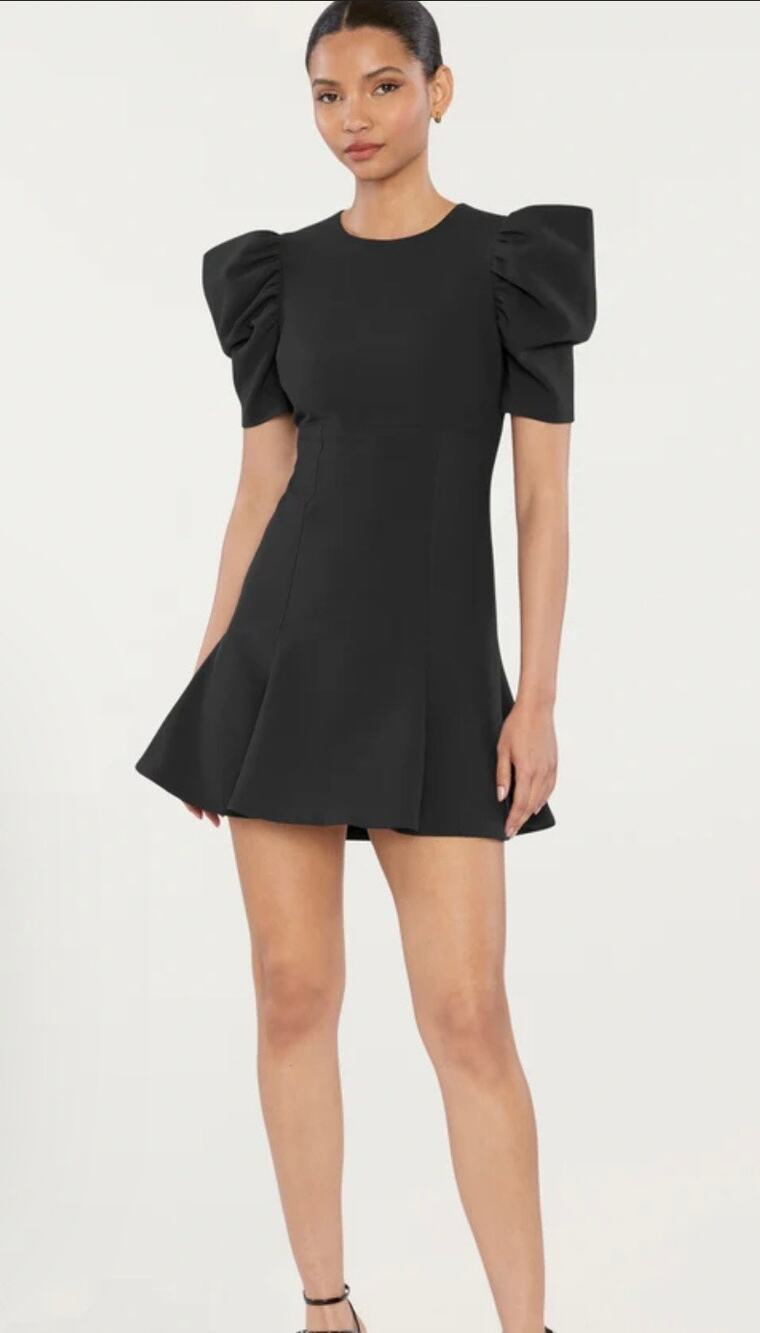 Likely Alia Puff-Sleeve A-Line Mini Black Dress Size 0